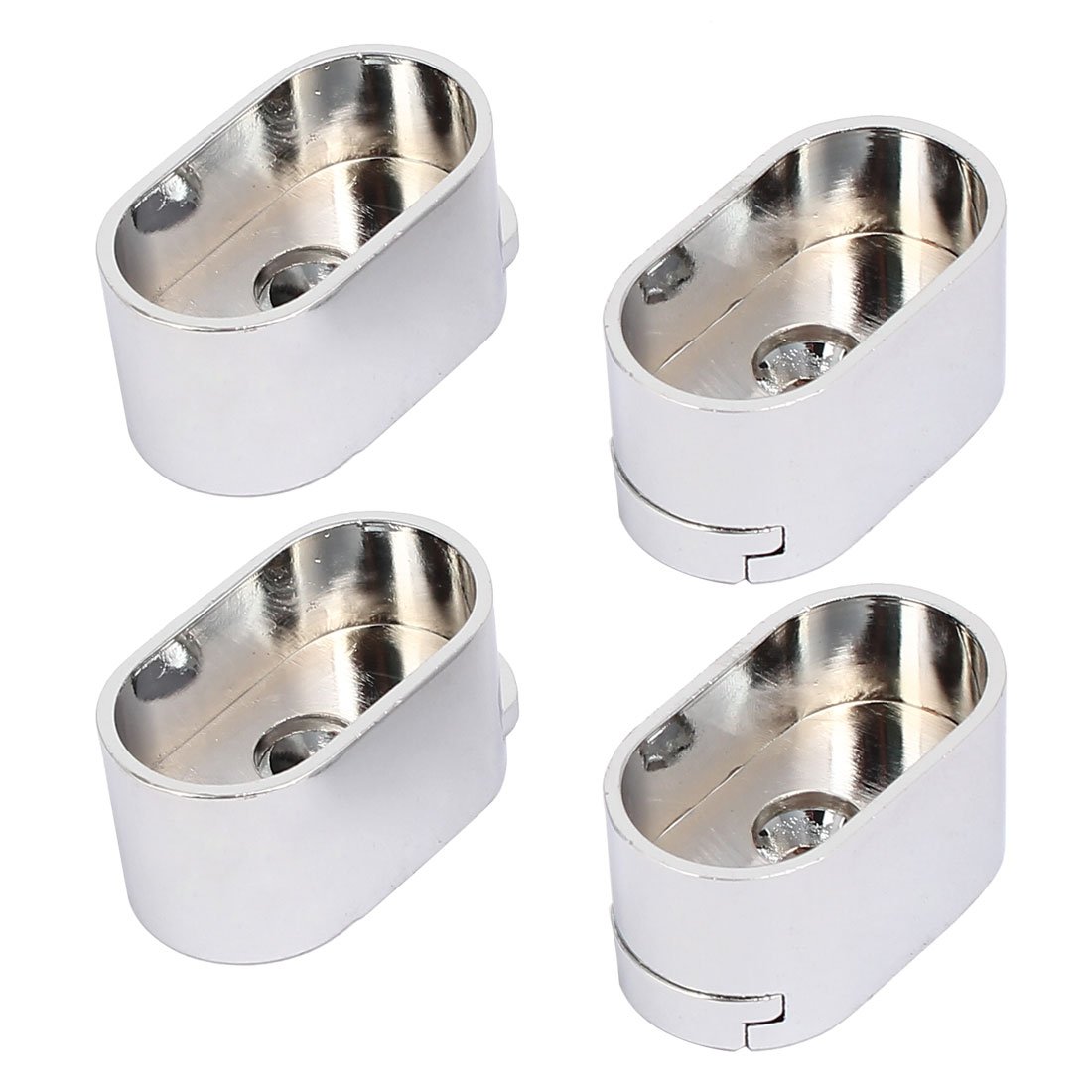Sourcingmap Wardrobe Closet 33x19x17mm Oval Shaped Rod Rail End Flange Supports Holder 4pcs