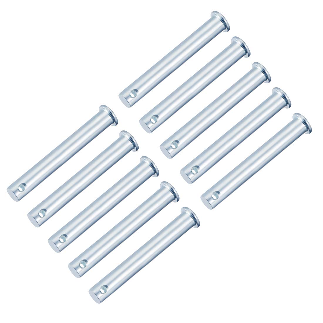 sourcing map Single Hole Clevis Pins,10mm x 80mm Flat Head Zinc-Plating Steel 10 Pcs