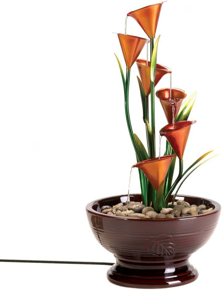 Koehler Home Indoor Garden Decor Freestanding Calla Lily Water Fountain