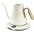 Electric Kettles, INTASTING Gooseneck Electric Kettle, ±1℉ Temperature Control, Stainless Steel Inner, Quick Heating, for Pour Over Coffee, Brew Tea, Boil Hot Water, 0.9L (Cream White)