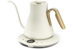 Electric Kettles, INTASTING Gooseneck Electric Kettle, ±1℉ Temperature Control, Stainless Steel Inner, Quick Heating, for Pour Over Coffee, Brew Tea, Boil Hot Water, 0.9L (Morandi White)