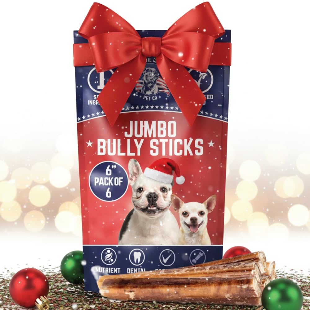 Devil Dog Pet Co. Jumbo Bully Sticks – 6 Inch, 6 Pack Dog Chews, 100% Natural Free-Range Grass-Fed Beef – Long Lasting, Rawhide-Free Treats for Dogs Image