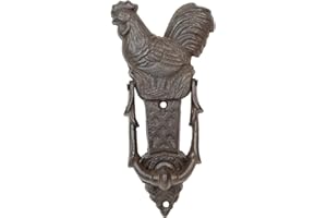 AMAJY Rustic Cast Iron Farmhouse Rooster Door Knocker - Vintage Style Door Decor for Home, Garden, Barn, and Cottage