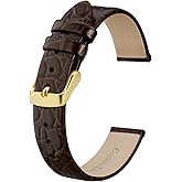 BISONSTRAP Watch Straps for Women, Crocodile Pattern Leather Thin Watch Replacement Bands, 8mm 10mm 12mm 14mm 16mm 18mm 20mm