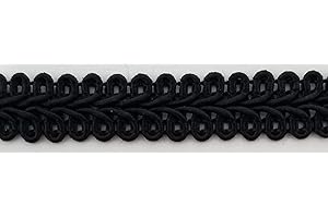 BBTRIMSANDRIBBON 1/2" French Chinese Braid Gimp Trimming - Cotton, Acetate, Polyester - Black - Casual - 12 Continuous Yards - Many Colors!