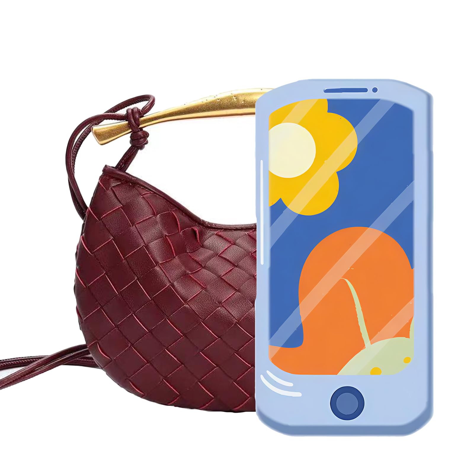 Photo 1 of FEOFFS Woven Leather Dumpling Bag Dinner Handbag For Women Purse Hobo Bag Crossbody Shoulder Clutch Evening Wedding Box Bags (S-Wine Red)