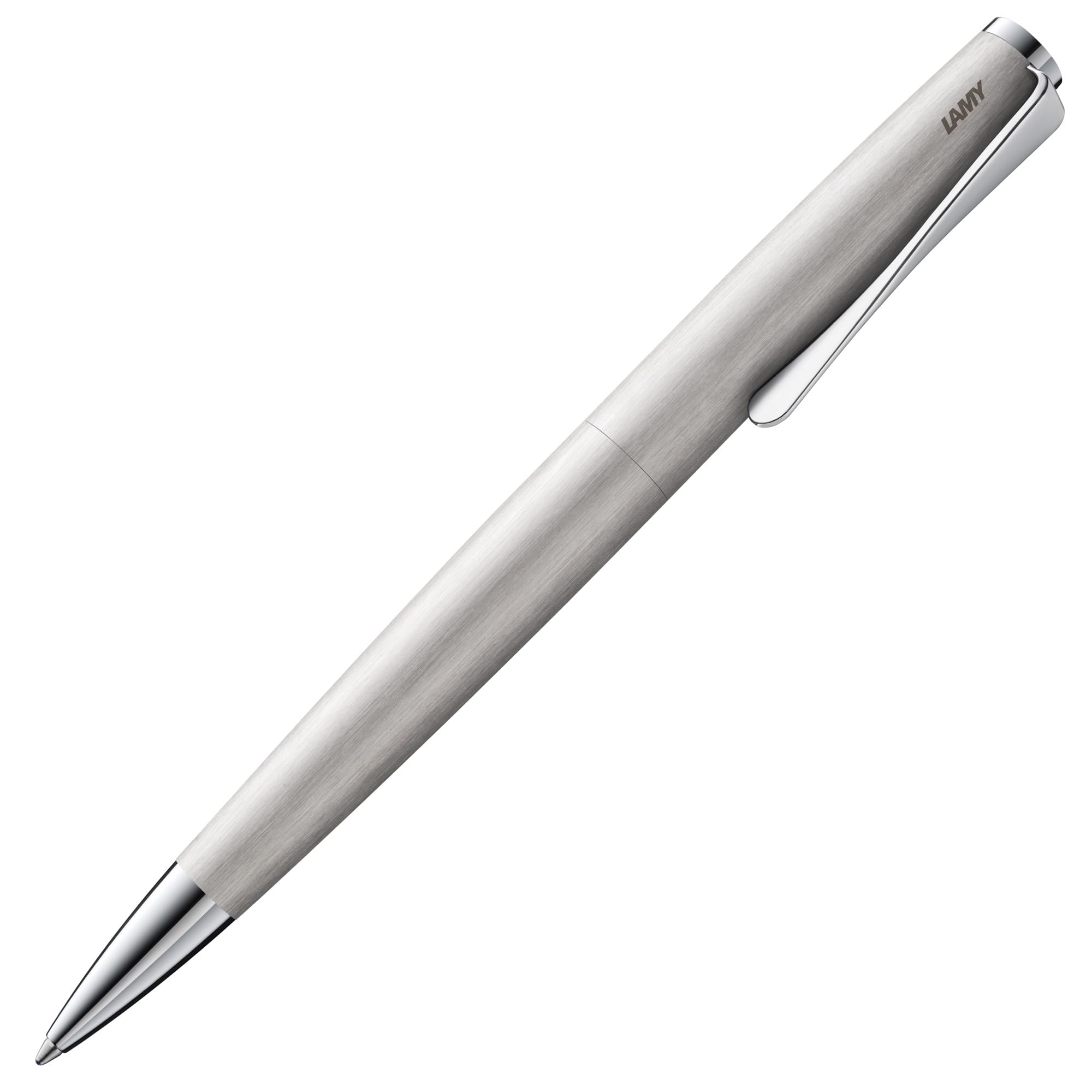 Lamy studio brushed - ballpoint pen in elegant stainless steel casing - with propeller-shaped clip - incl. giant refill M 16 in line width M in black — image 1