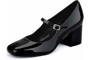 JENN ARDOR Block Heels for Women Chunky Heel, Mary Jane Closed Toe Work Pumps Comfortable Square Toe Dress Shoes