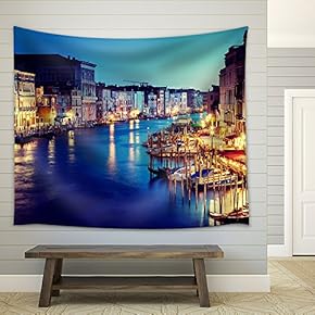 Grand Canal in Sunset Time, Venice, Italy - Fabric Wall Tapestry Home Decor - 51x60 inches