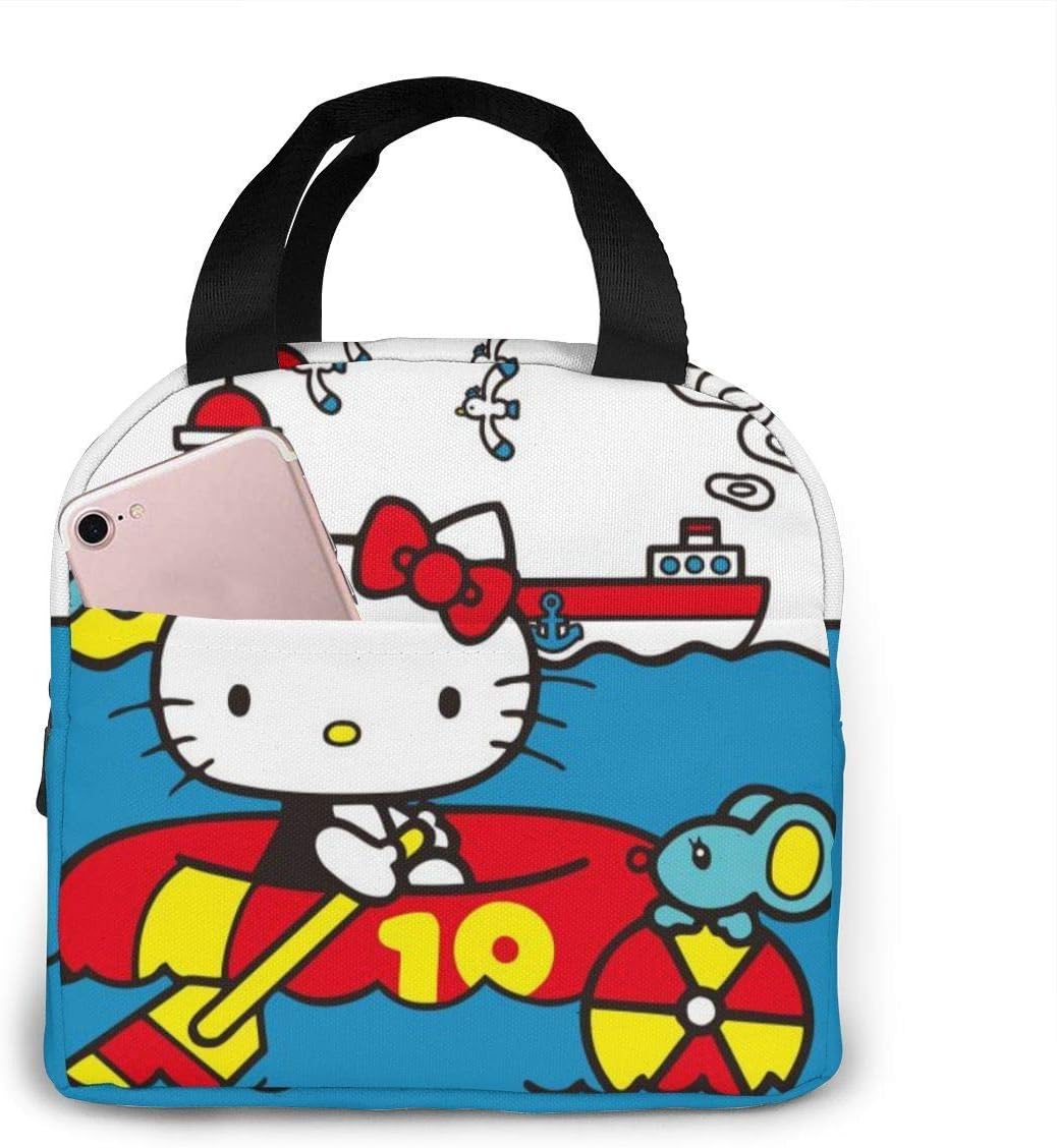 Lunch Bag Tote Hello Kitty Pool Time Lunchbox Insulated Lunch Cooler Box Meal Prep Containers for Woman Man Kids