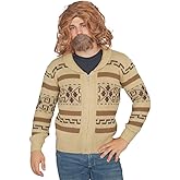 Lebowski Jeffrey The Dude Zip Up Costume Cardigan Sweater Halloween Cosplay