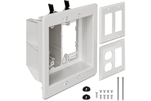 DREMICA TVBU505-1 Recessed Outlet Box, Recessed Electrical Box for Wall Mount TV, Outlet Mounting Box for New Construction&Retrofit Projects, Wall Outlet Box with Duplex & Decorator Style Covers,2-Gang