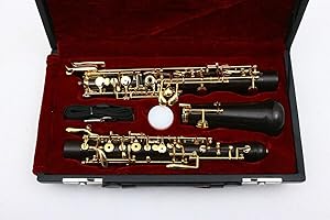 Vetimobato Professional C key Forked-F Resonance Ebony Wood Oboe Gold Plated Keys Left handed F key Oboes (Ebony Body Gold-pl