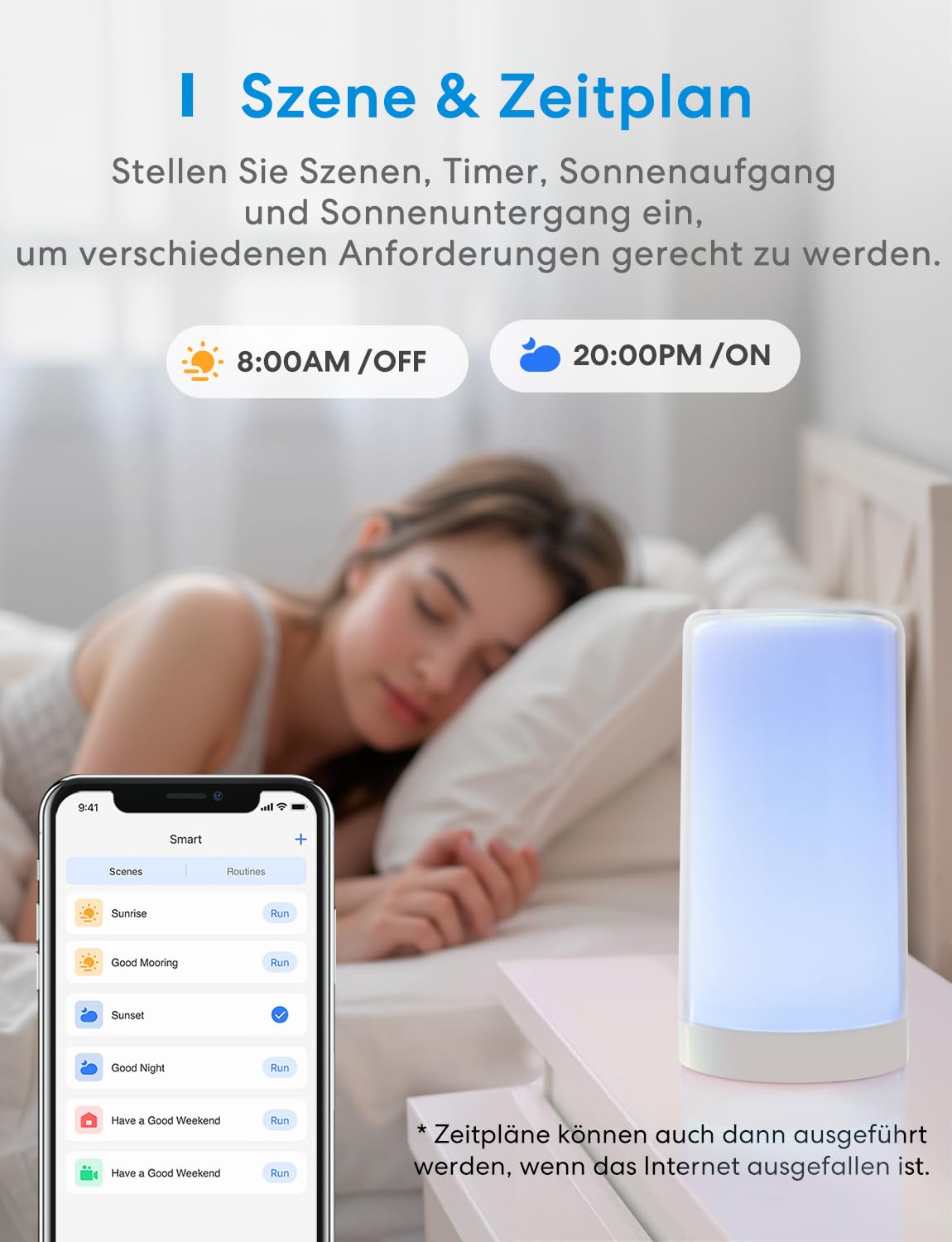 meross WLAN LED Nachttischlampe Funktioniert mit Apple HomeKit, Dimmbar RGBCW Atmosphäre Touch Nachtlampe für Schlafzimmer Wohnzimmer, Smart Nachtlicht Funktioniert mit Alexa, Google Home 4