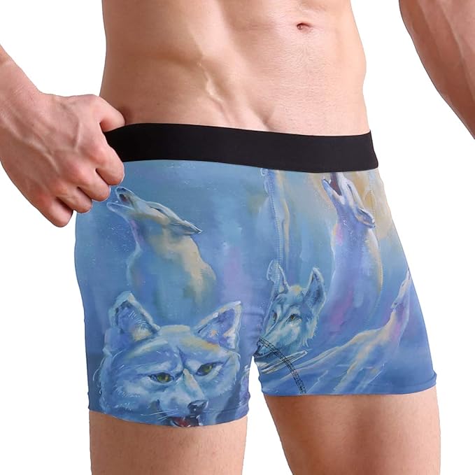 Wolf Pattern Men's Underwear Boxer Briefs Comfortable Soft Underwear Shorts Male Sexy Underpants