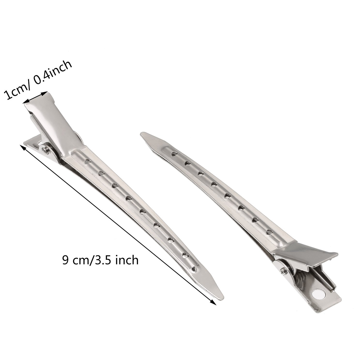 3.5 Inches Duck Bill Hair Clips Metal Alligator Curl Clips Sectioning Clips with Holes (24 Pieces) : Beauty