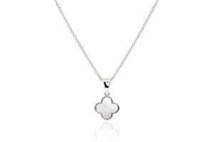 MUSEQVE Four Leaf Clover Necklace for Women • Dainty Mother of Pearl White Black Onyx Pink Blue Mint Green Lucky Clover Pendant • 14K Gold Plated Jewelry Gifts [CVRN]