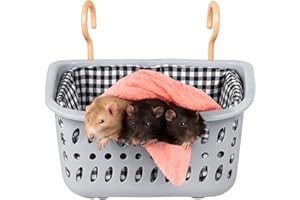 JWShang Rat Hammock for Cage, Chew Proof Hanging Basket Bed with Sturdy Hooks, Pet Cage Accessories, Safe Cozy Small Animal Rodent Hammock for Sugar Glider Mice Snuggling Sleeping
