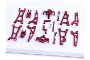 Oisunt Metal Aluminium Spare Part Set for 1/16 Hyper Go/HAIBOXING/BEZGAR/DEERC/Jetwood RC Car Upgrades, Alloy Replacement Accessory Kit (Red)