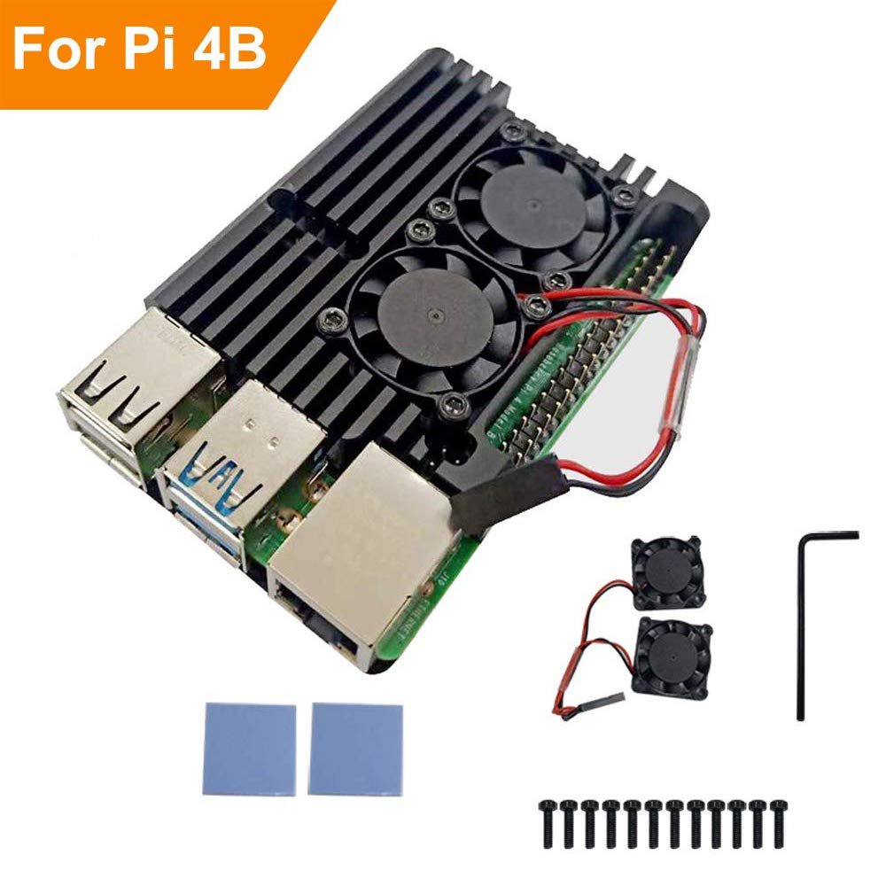 RLTech Case for Raspberry Pi 4 Model B, Raspberry Pi Heatsink for Raspberry Pi 4 Model B, Case with Fan Compatible with Raspberry Pi 4 Model B (Alu-Black)