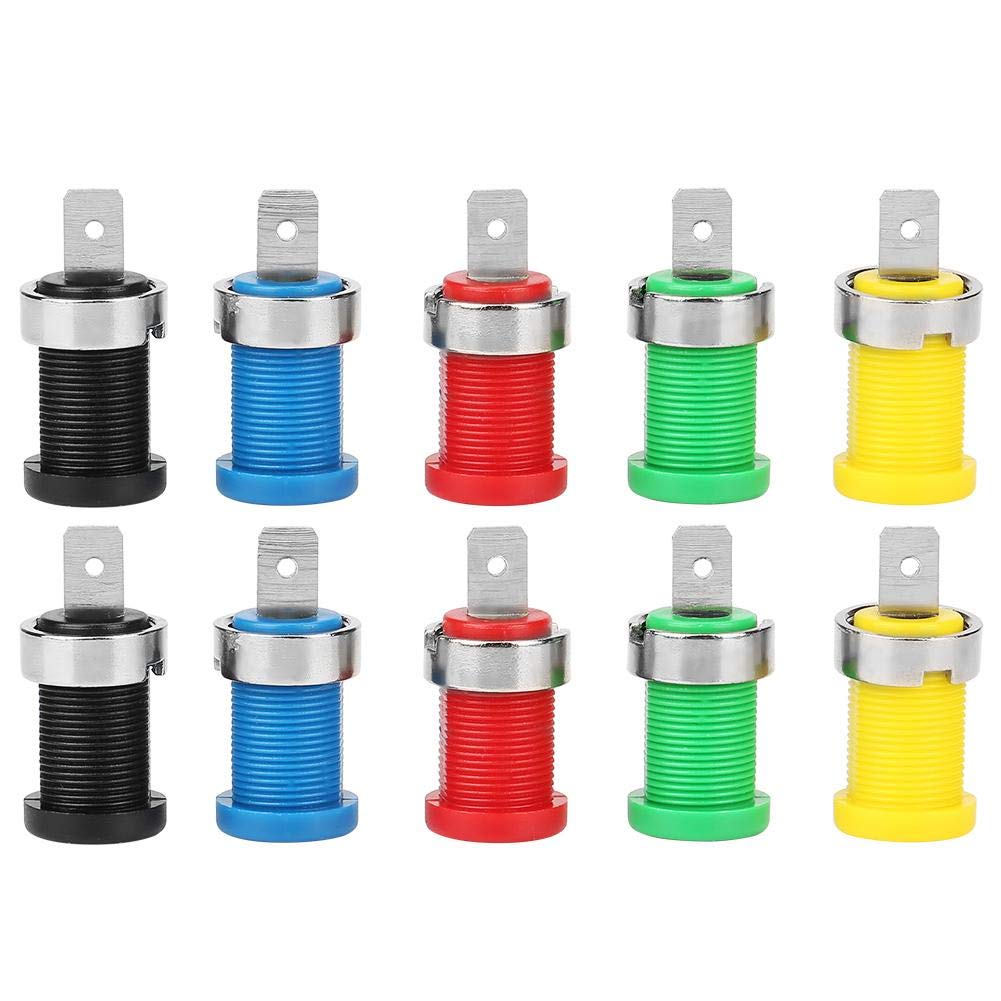 10Pcs Banana Plug Connectors 4mm Banana Jack Sockets Panel Mount Binding Posts Mixed Color Probes for Test Equipment