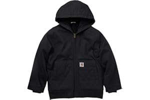 Carhartt Boys' Flannel-Lined Hooded Canvas Insulated Zip-Up Jacket