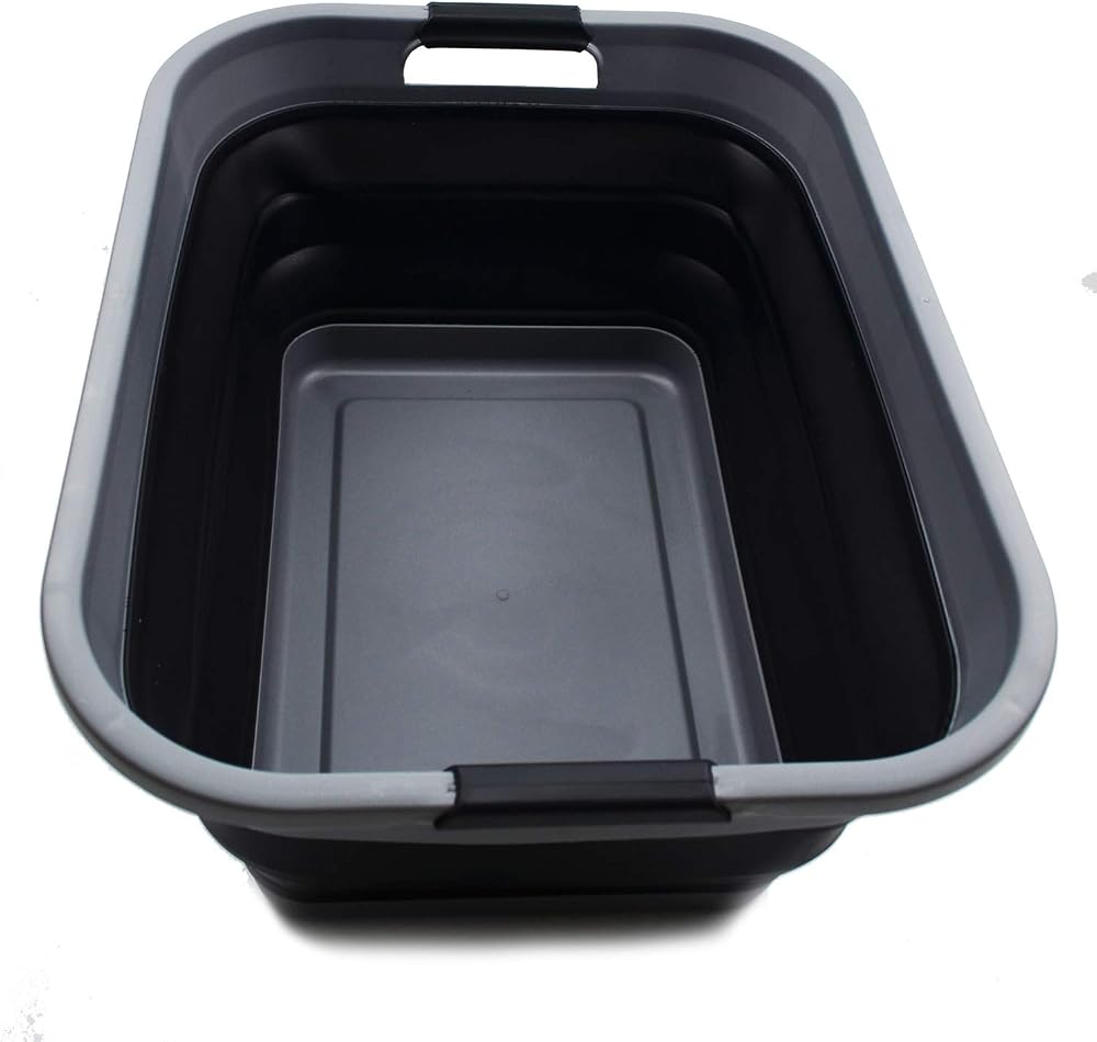 SAMMART 41L Collapsible Laundry Basket Grey Black BPA Free