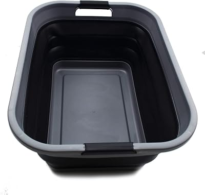 SAMMART 41L Collapsible Laundry Basket Grey Black BPA Free