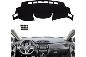 TUCAREST Dash Cover Fit for 2014-2020 Ni-ssan Rogue (T32)/ 2017-2022 Rogue Sport S (No Rogue Select) Nonslip Car Dash Board Mat Sunshade Not Fit w/HUD Models Flannel Black