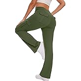 Hispotim Flare Leggings for Women Yoga Pants with Cargo Pockets High Waist Work Casual Travel Bootcut Leggings
