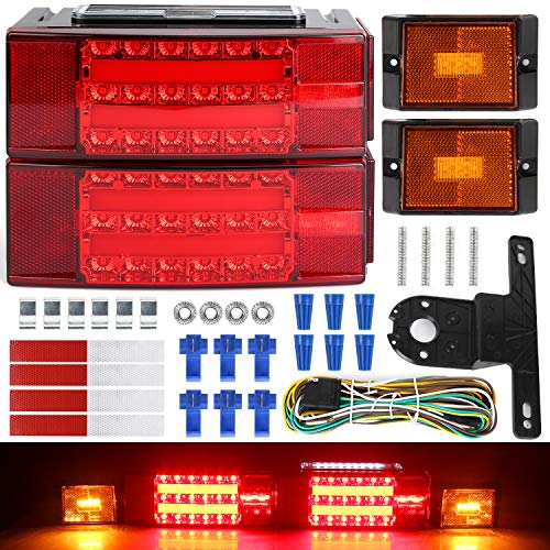 LINKITOM 2019 New Submersible LED Trailer Light Kit, Super Bright Brake Stop Turn Tail License Lights for Camper Truck RV Boat Snowmobile Under 80″ Inch
