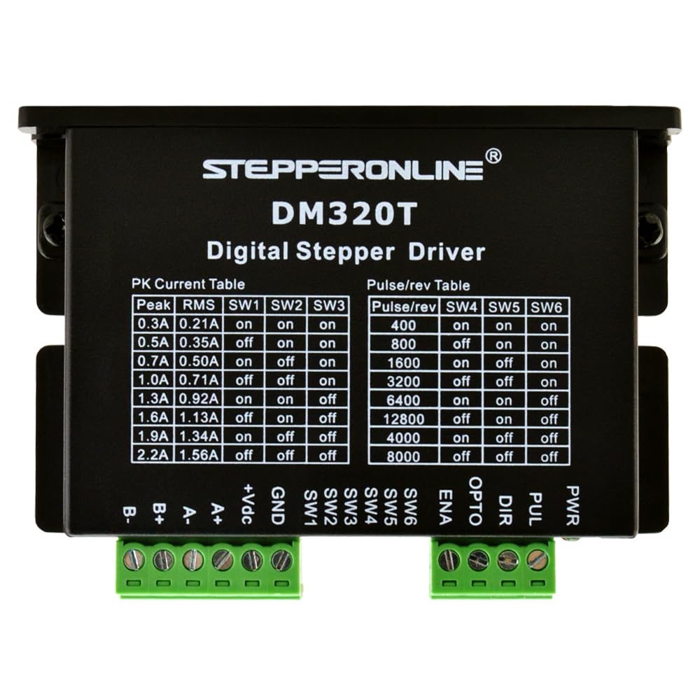 STEPPERONLINE Digital Stepper Motor Driver 0.3-2.2A 10-30VDC for Nema 8,11,14,16,17 Stepper CNC 3D Printer DM320T
