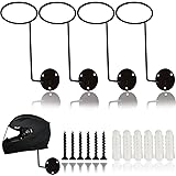 TIHOOD 4PCS Helmet Holder, Metal Stand Wall Mounted Hanger Rack for Jacket, Hats, Multifunctional Helmet Rack, Motorcycle Acc