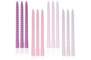 LPUSA Purple Gradient Tall Taper Candles Spiral Candle Sticks,Unscented Pastel Candle for Holiday,Wedding and Home Decoration,10inch,12 Pack(E-Purple Gradient)