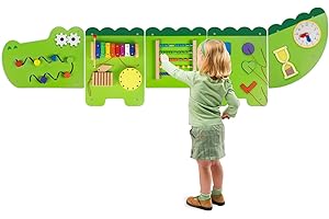 Monläurd® Crocodile Montessori Busy Board, Sensory Board,Educational Toys, Activity Cube, Wall Toys, Daycare Furniture, Playroom Furniture, Boys and Girls 6 M+