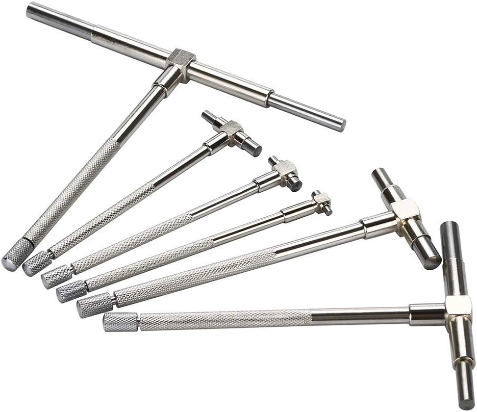 6Pcs Set 5/16'' 6'' Precision Telescoping Gage Set TBore Hole Gauges w/Pouch