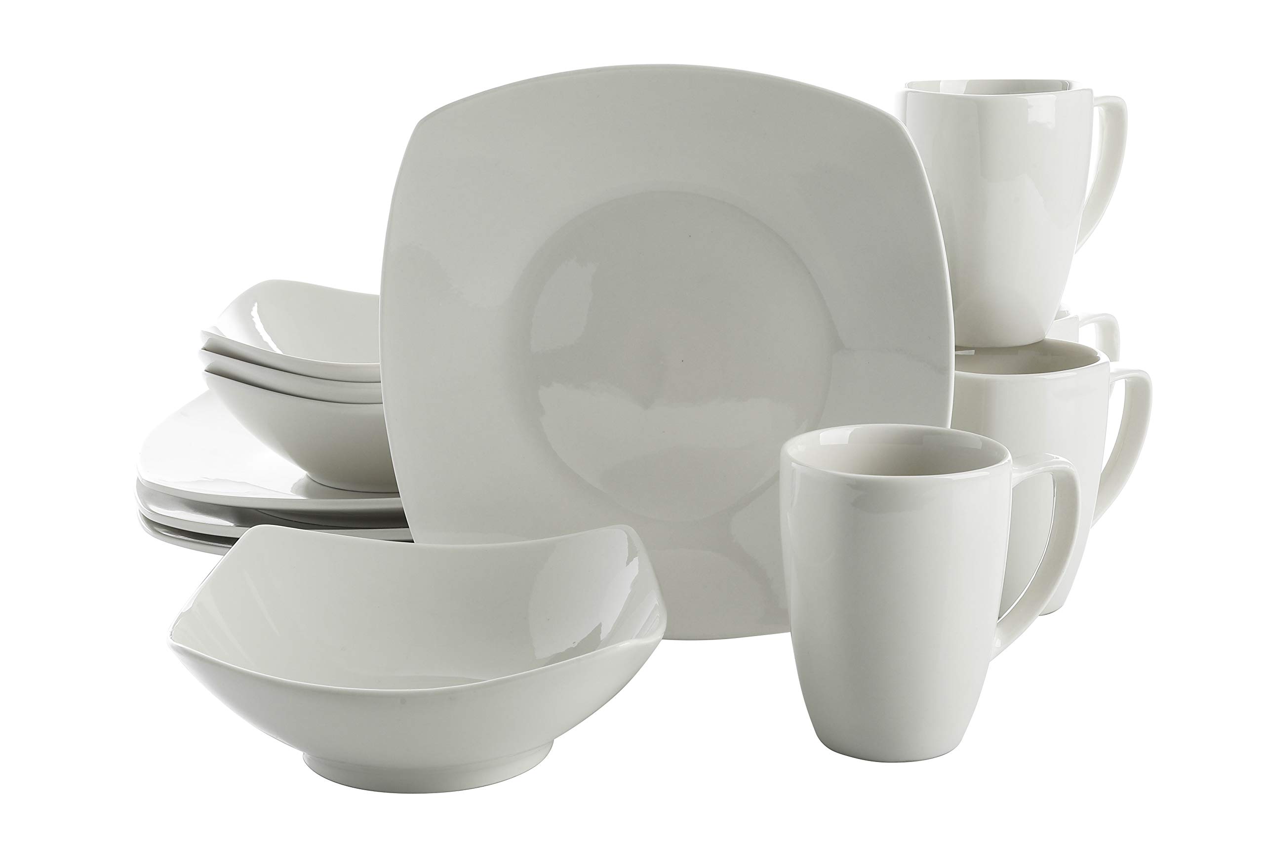 Gibson Home Zen Buffet Dinnerware Set, Service for 4 (12pcs), White