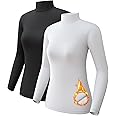 CL convallaria Turtleneck Thermal Underwear Shirts Women Scoop Neck Fleece Lined Base Layer Tops Long Sleeve 2 4 Pack