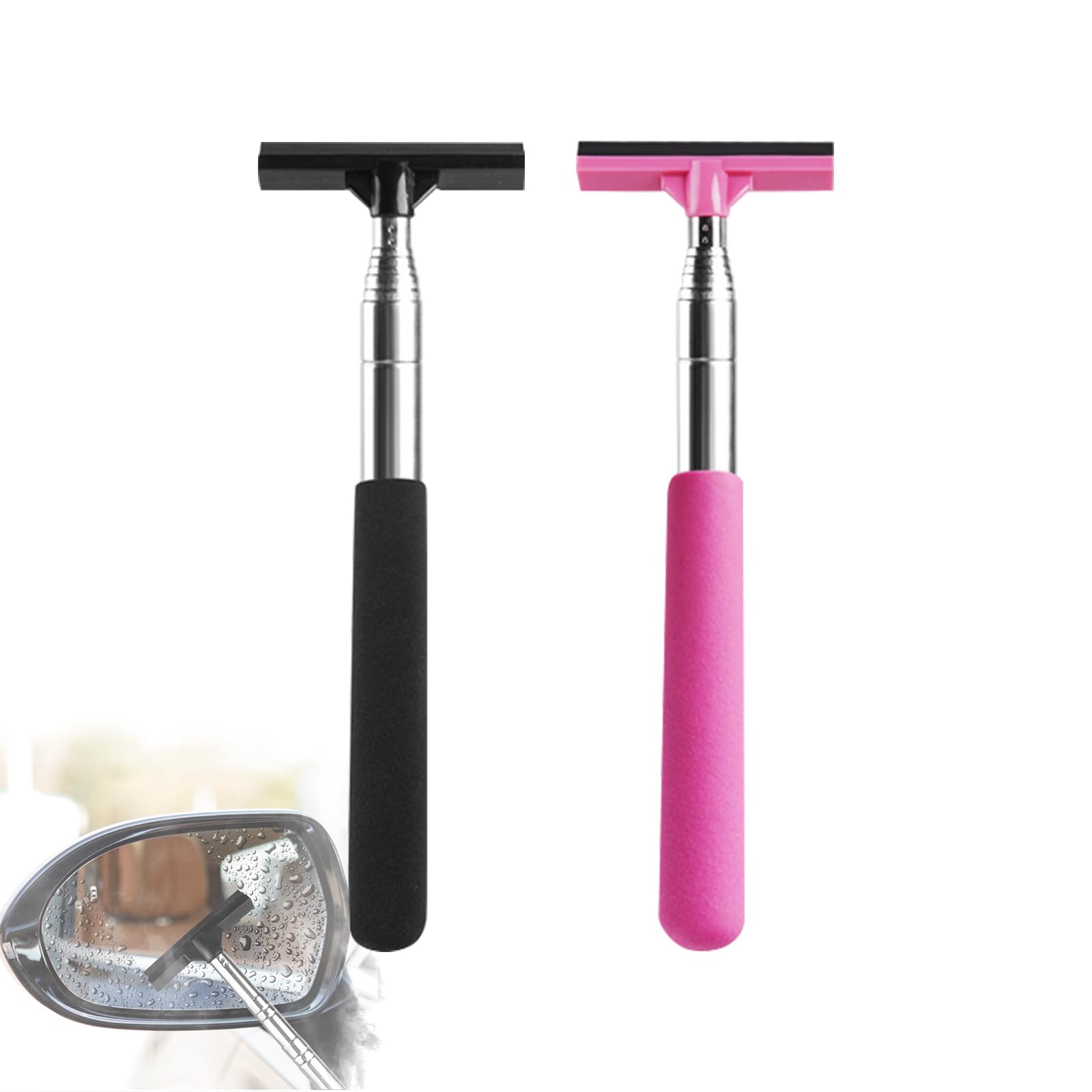 Pack of 2 Windscreen Squeegee, Car, Window Squeegee, Telescopic Mirror Wiper, Car Rear View Mirror Wiper, Shower Wiper, Bathroom Wiper, Expansion Length is up to 98 cm
