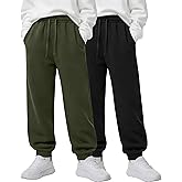 LessonZoo 2 Pack Boys' Joggers Sweatpants with Elastic Drawstring, A Back Pockets Athletic Pants for Kids 5T-14 Years