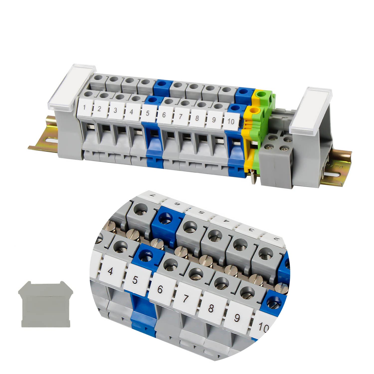 SRJQXH DIN Rail Connection Block Kit UK/10N, DIN Rail Terminal Block with 20cm Rail and Terminal Block Attachment for Production Automation, Circuit Switching