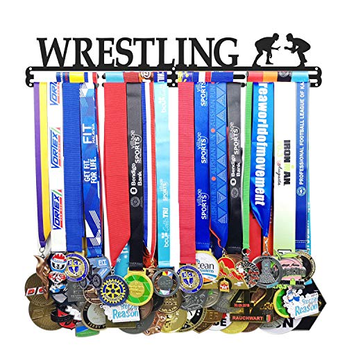 2020UPGRADED Medal Hanger Holder Display Rack for 40 Medals Application for All Sports Black Steel Medal Hanger Holder, Race Medal Display Holder,Hanger for Medals,WRESTLING Medal holder