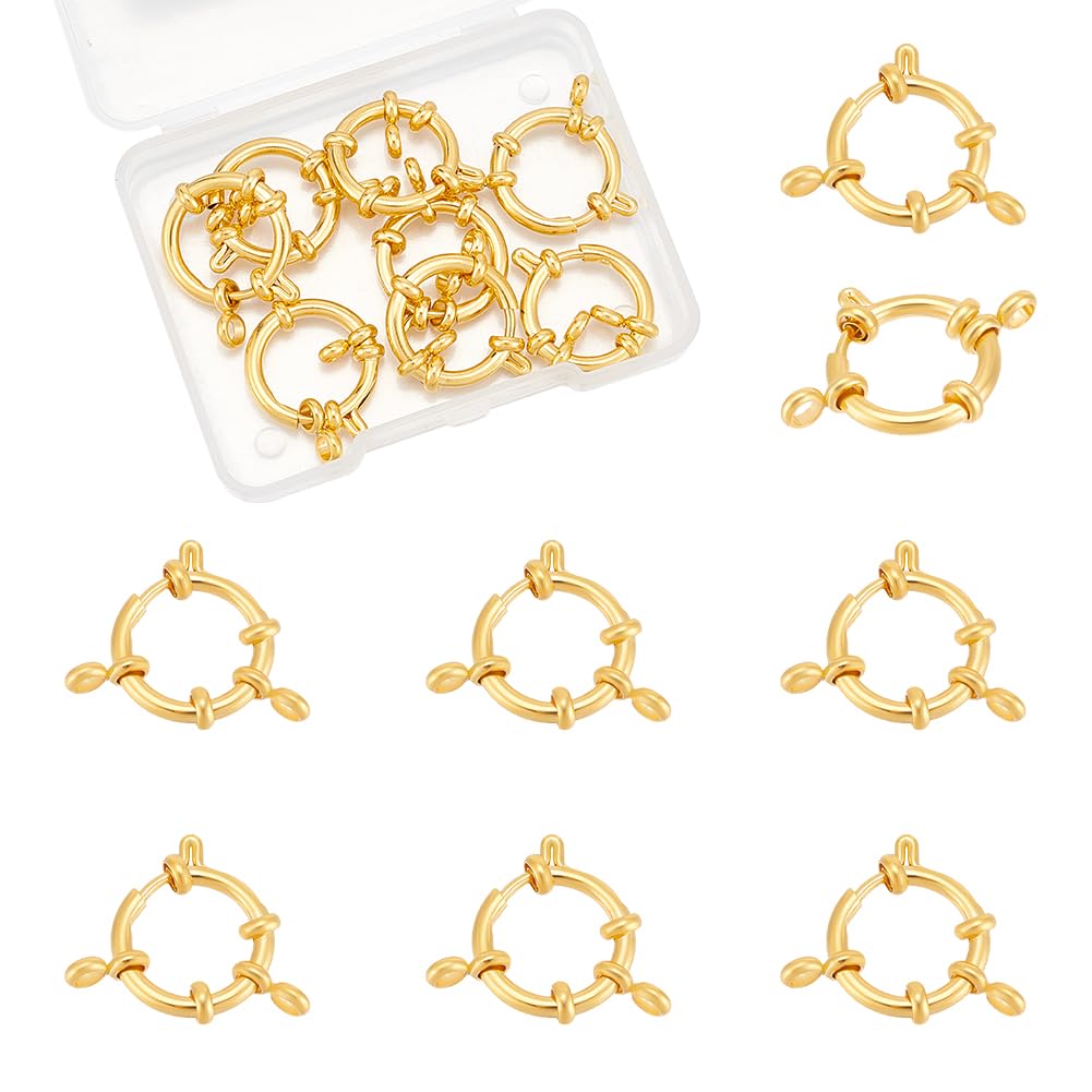 UNICRAFTALE 8Pcs 18mm Stainless Steel Spring Ring Clasps 24K Gold Plated Round Clasps for Necklaces Bracelet Close Ring Clasps Smooth Surface Clasps Connector Rings for DIY Jewelry Making