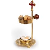 Christian Incense Burner, Cross Incense Holder - Tea Light Candle or Charcoal Resin Heated for Home Decor, Beautiful Adjustable Design for Worship and Spiritual Gifts, Offering a Calming Atmosphere.