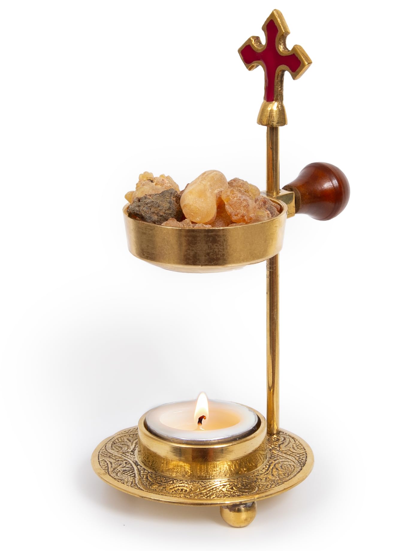 Christian Incense Burner, Cross Incense Holder - Tea Light Candle or Charcoal Resin Heated for Home Decor, Beautiful Adjustable Design for Worship and Spiritual Gifts, Offering a Calming Atmosphere.