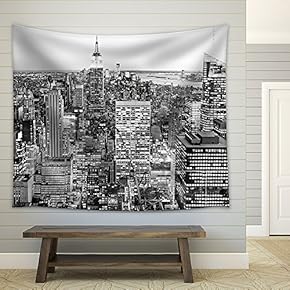 Aerial View of Manhattan, New York City USA - Fabric Wall Tapestry Home Decor - 51x60 inches
