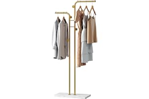 HOMEFORT Double-pole Coat Rack, Freestanding Metal Coat Racks, Clothes Hat Stand with 5 Hooks for Closet, Bedroom, Entryway, 