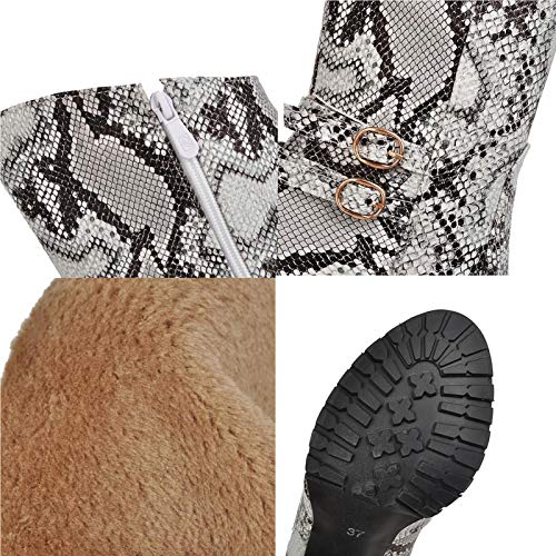 YHZQ 2020 Mujeres De Alto De Rodilla Botas, Patrón De La Serpiente De Cuero Tacones Altos Botas De Moda grey-EU35 YHZQ 2020 Mujeres De Alto De Rodilla Botas, Patrón De La Serpiente De Cuero Tacones Altos Botas De Moda grey-EU35 - Imagen 7