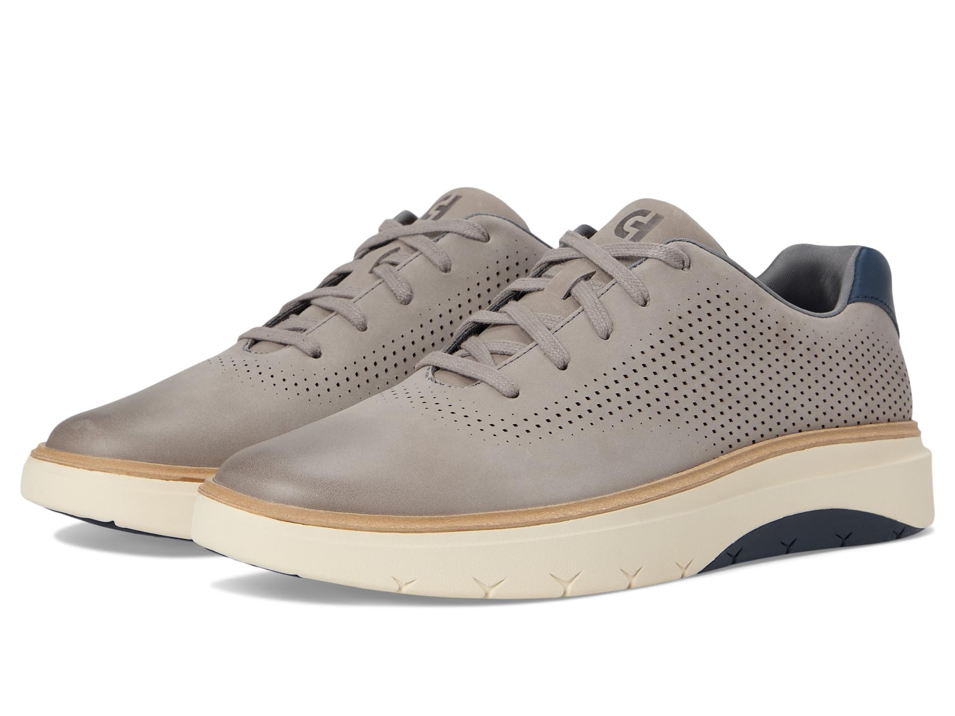 Cole Haan Men’s Grandpro Featherarc Laser Sneaker, Ironstone Nubuck/Silver Birch/Navy Blazer, 13