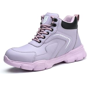 Bawalon Steel Toe Boots, Water-Resistant Safety Boots for Men and Women | Water-resistant microfiber leather upper, puncture-